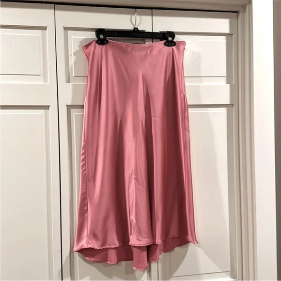 Zara Pink Asymmetric Midi Women’s Size Medium Maxi Satin Silk Finish Skit - Picture 5 of 7